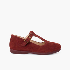 Retro mary janes with hold details and central strap Rust
