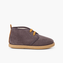  Shearling lining boots with camel back strip Grey