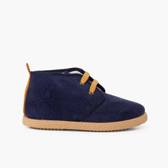  Shearling lining boots with camel back strip Blue