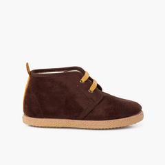  Shearling lining boots with camel back strip Brown