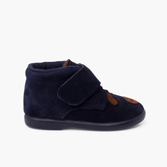 Doggy suede boots with adherent closure Blue