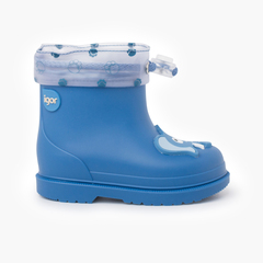 Adjustable neck elephant rain boots Blue