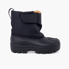 Shearling apreski style boots with adherent closure Navy Blue