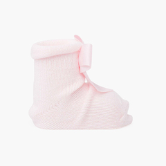 Baby booties with bow Pink