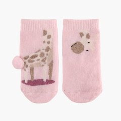 Giraffe terry socks non-slip Pink