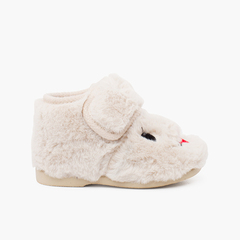  Soft fur bunny slippers Off-White