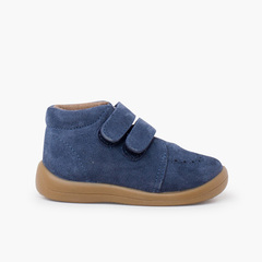 Suede booties with adhesive closure Blue