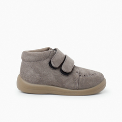 Suede booties with adhesive closure Taupe