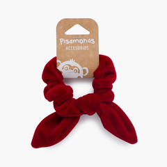 Scrunchie velvet scrunchie with bow Red