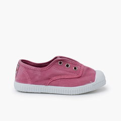 Worn Effect Canvas Trainers Without Laces Blossom pink