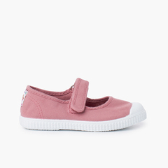 Rubber Toe Mary Janes hook-and-loop Closure Pink