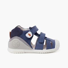 Biogateo Sandals with double riptape and toe cap Blue