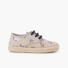 Anchor Trainers with coloured laces Navy Blue