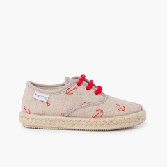 Anchor Trainers with coloured laces Red