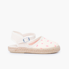 Girl's Patterned Espadrilles with Buckle fastener Pink Ice Cream