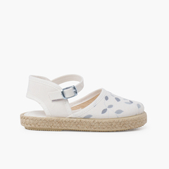 Girl's Patterned Espadrilles with Buckle fastener Grey Leaves