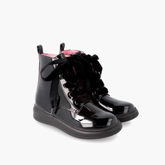 Garvalín Patent Leather Zippered Boots Black