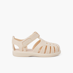 Tobby solid jelly sandals with riptape ivory
