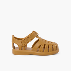 Tobby solid jelly sandals with riptape Mustard
