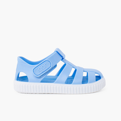 Sneakers-style jelly sandals wit riptape Sky Blue