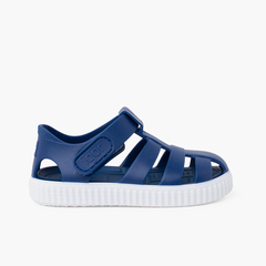 Sneakers-style jelly sandals wit riptape Navy Blue