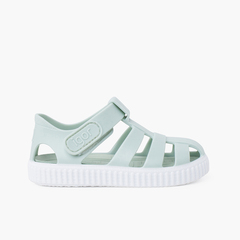 Sneakers-style jelly sandals wit riptape Mint