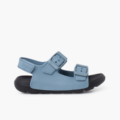 Double buckle sandals with EVA Sole and riptape Blue
