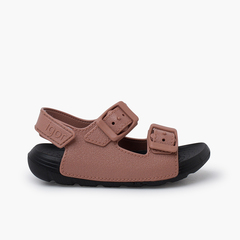 Double buckle sandals with EVA Sole and riptape Old Rose