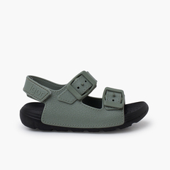 Double buckle sandals with EVA Sole and riptape Green