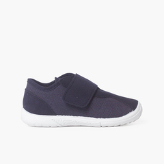 Linen and nobutex trainers with hook-and-loop fastening Navy Blue