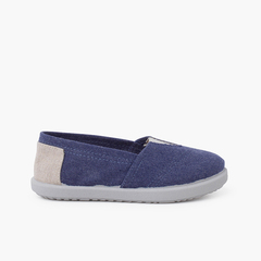 Canvas trainers with elastic and heel detail Blue denim