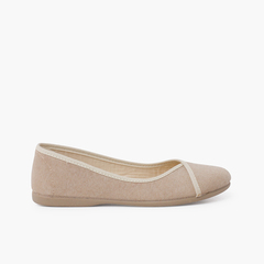 Recycled eco canvas ballet pumps with trim Land