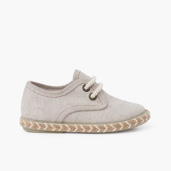 Boy's canvas blucher with two-tone jute sole Stone