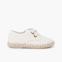 Boy's canvas blucher with two-tone jute sole Off-White
