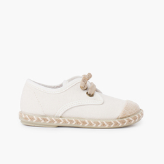 Children's blucher with jute toe cap and elastic laces Off-White