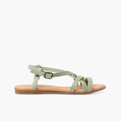 Girl's crossed strap sandals with buckle closure Mint