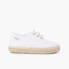 Canvas trainers with espadrilles laces and sole White