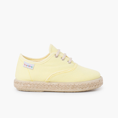 Canvas trainers with espadrilles laces and sole Lemon