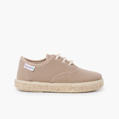 Canvas trainers with espadrilles laces and sole Light Brown
