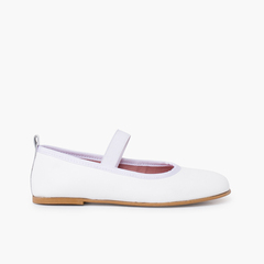 Nappa Ceremony ballet pumps with elastic strap White
