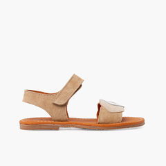 Suede sandals with multicoloured strap and riptape Sand