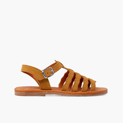 Gladiator suede sandals with buckle closure Camel