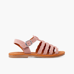 Gladiator suede sandals with buckle closure Pink
