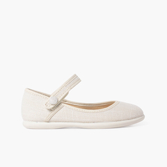 Low-cut Mary Janes with button detail and riptape Off-White