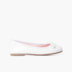 Patent leather ballet flats with bow White