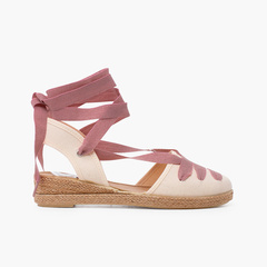 Goyesque wedge espadrilles with ribbons Pink