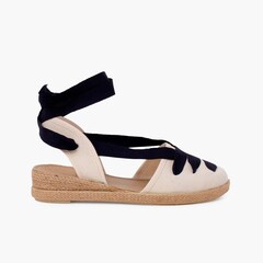 Goyesque wedge espadrilles with ribbons Navy Blue