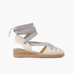 Goyesque wedge espadrilles with ribbons Light Grey