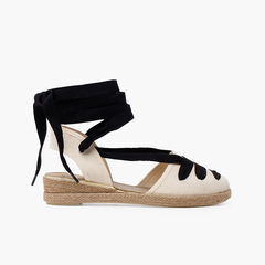Goyesque wedge espadrilles with ribbons Black