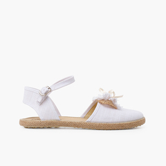 Ceremony linen espadrilles with rustic bow White